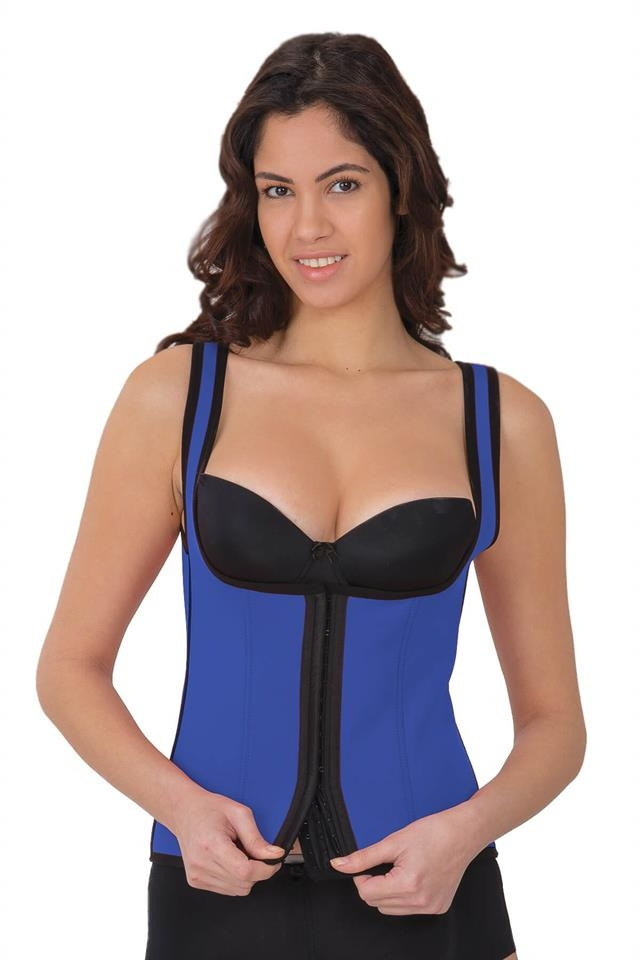 Agraflı Göğsü Açık Korse Yüksek Bel Emay 9173 - Mavi