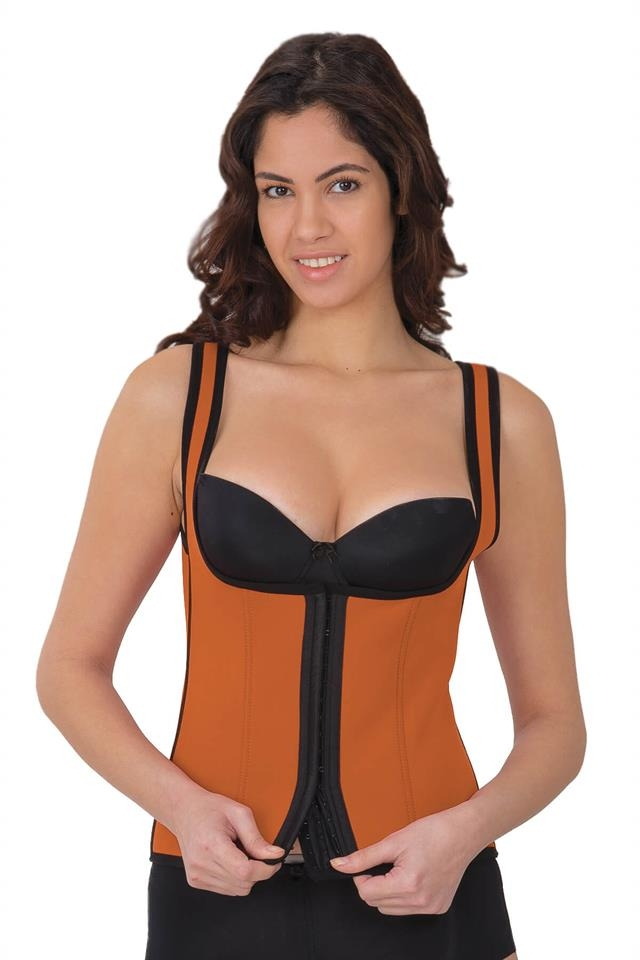 Agraflı Göğsü Açık Korse Yüksek Bel Emay 9173 - Turuncu