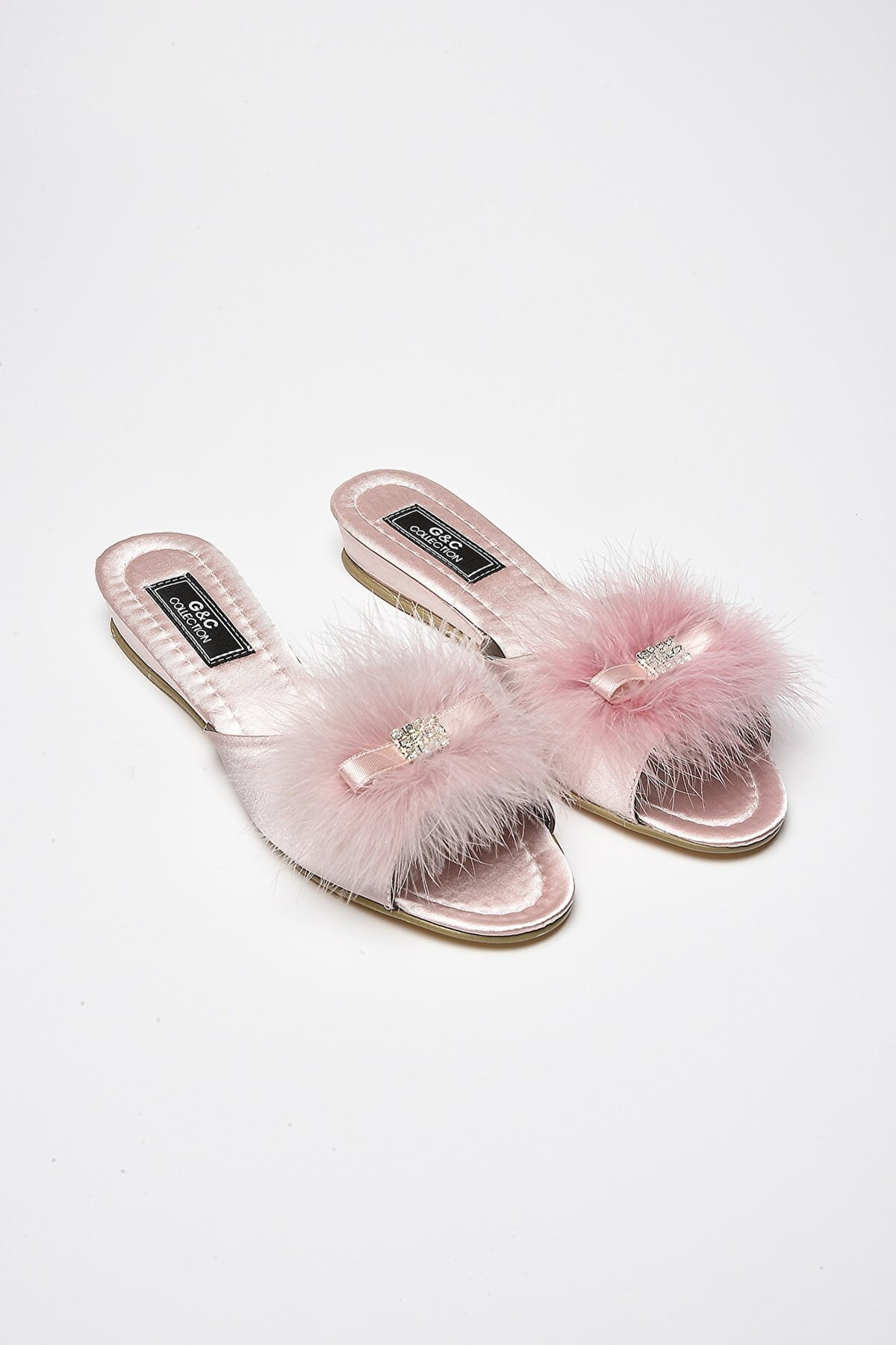 Siyah-Gri ve Ten Renk Seçenekleri Alçak Feta Çeyiz Terliği G & C 171 - Pudra