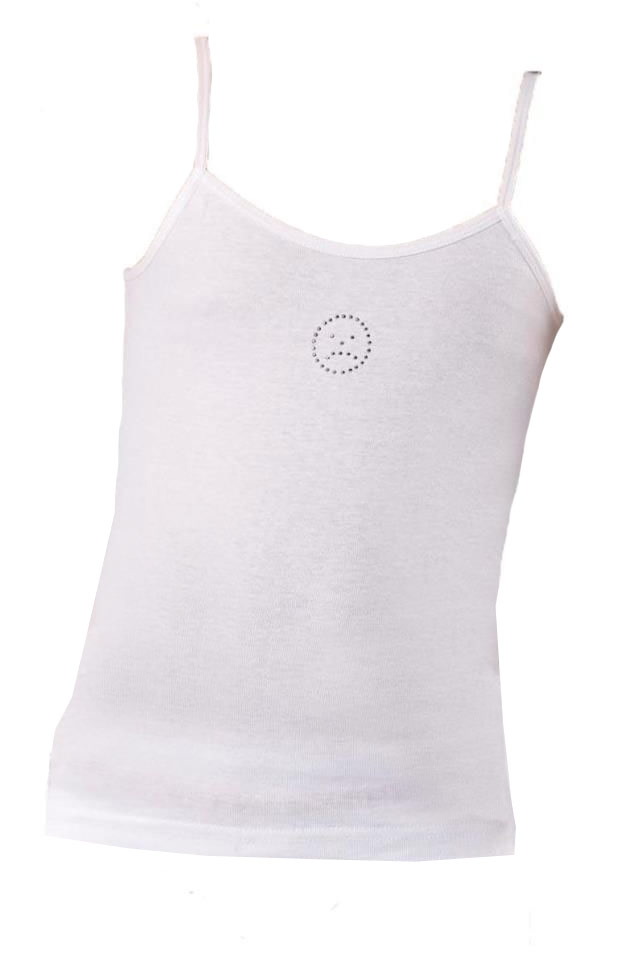 Pamuklu Geniş Askılı Kız Çocuk Atlet Anıt 4507 - Beyaz