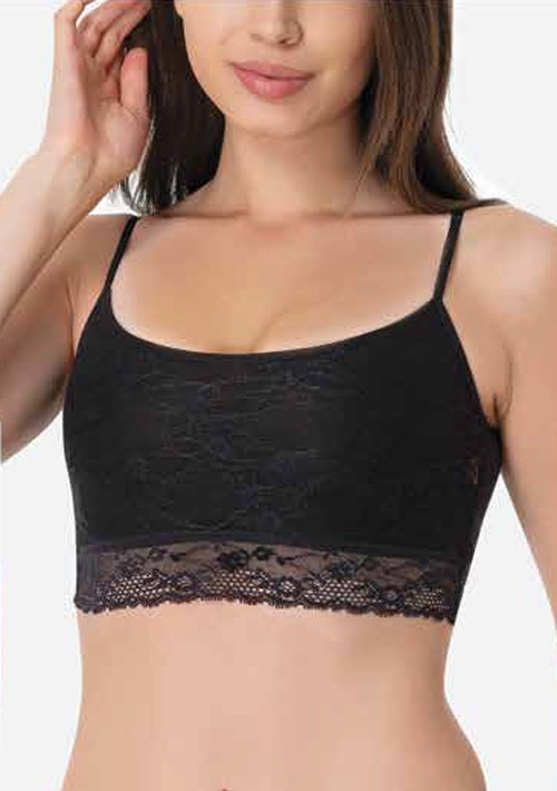 Dantel Detaylı Pedli Askılı Büstiyer İMER 2605 - Siyah