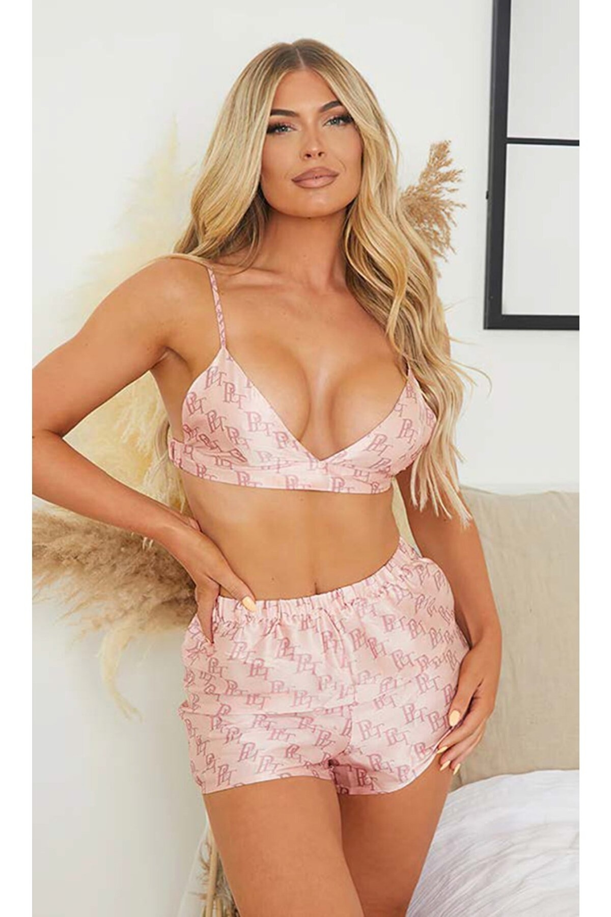 Hafif Pamuklu Babydoll Şort Takım For Dreams 8327 - Pembe