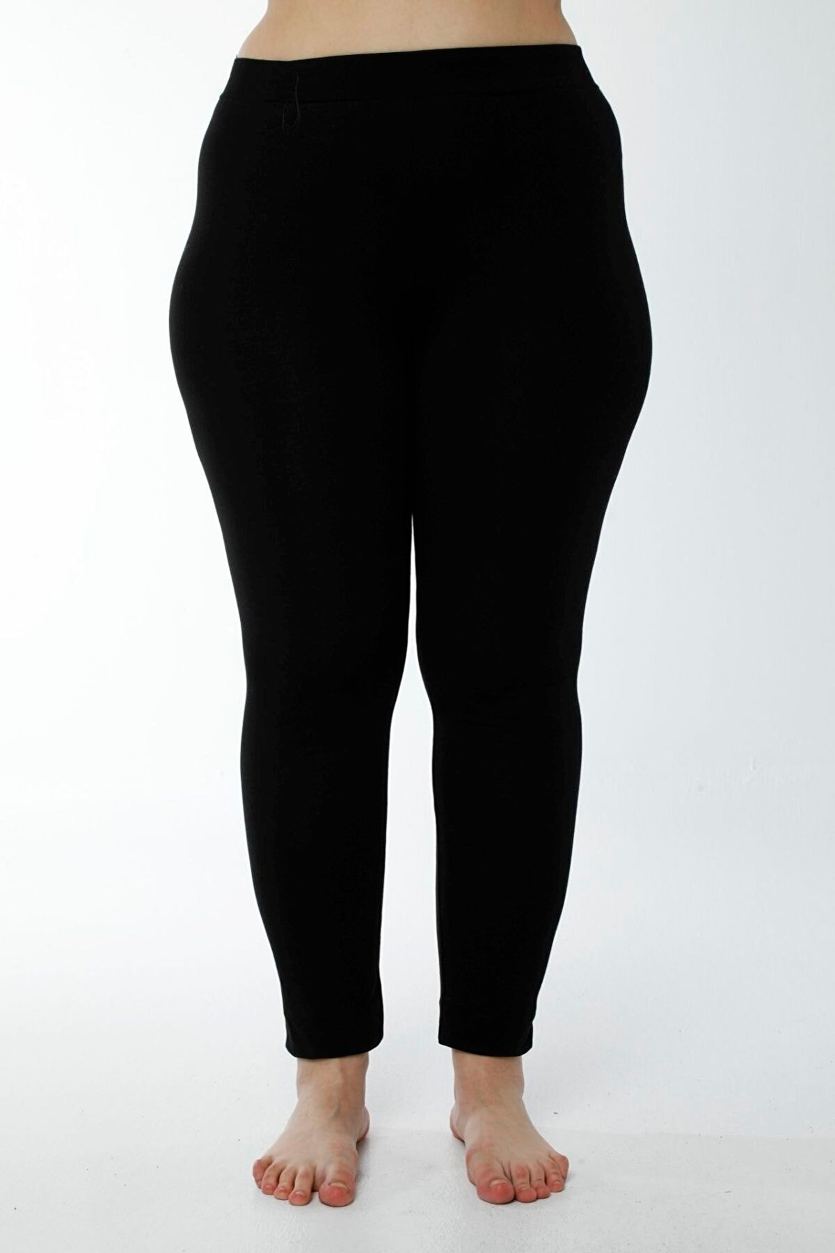 Yüksek Bel Likralı Pamuklu Tayt HMD 4019 - Siyah