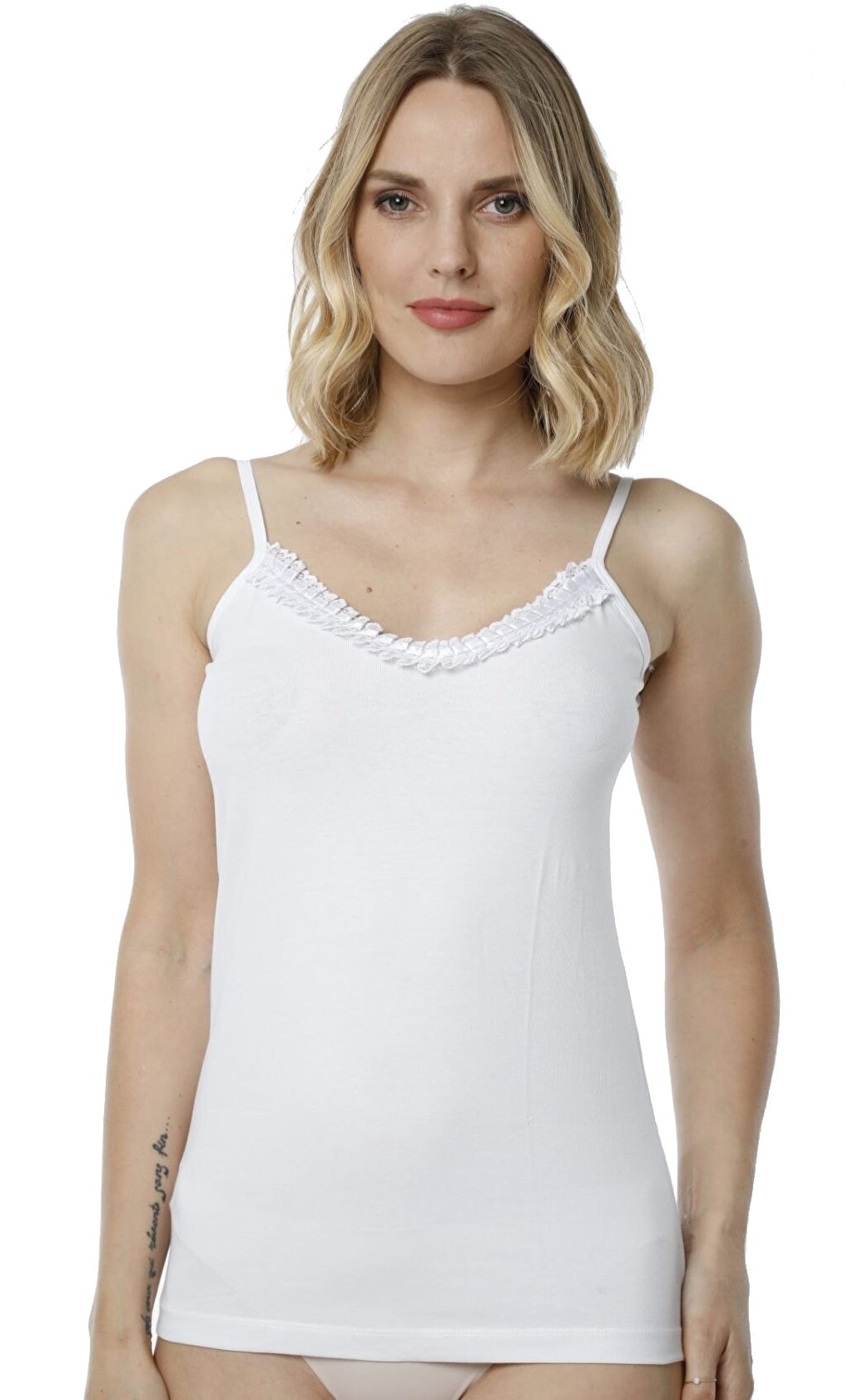 Pamuklu Likralı Beyaz Atlet HMD 2442 - Beyaz