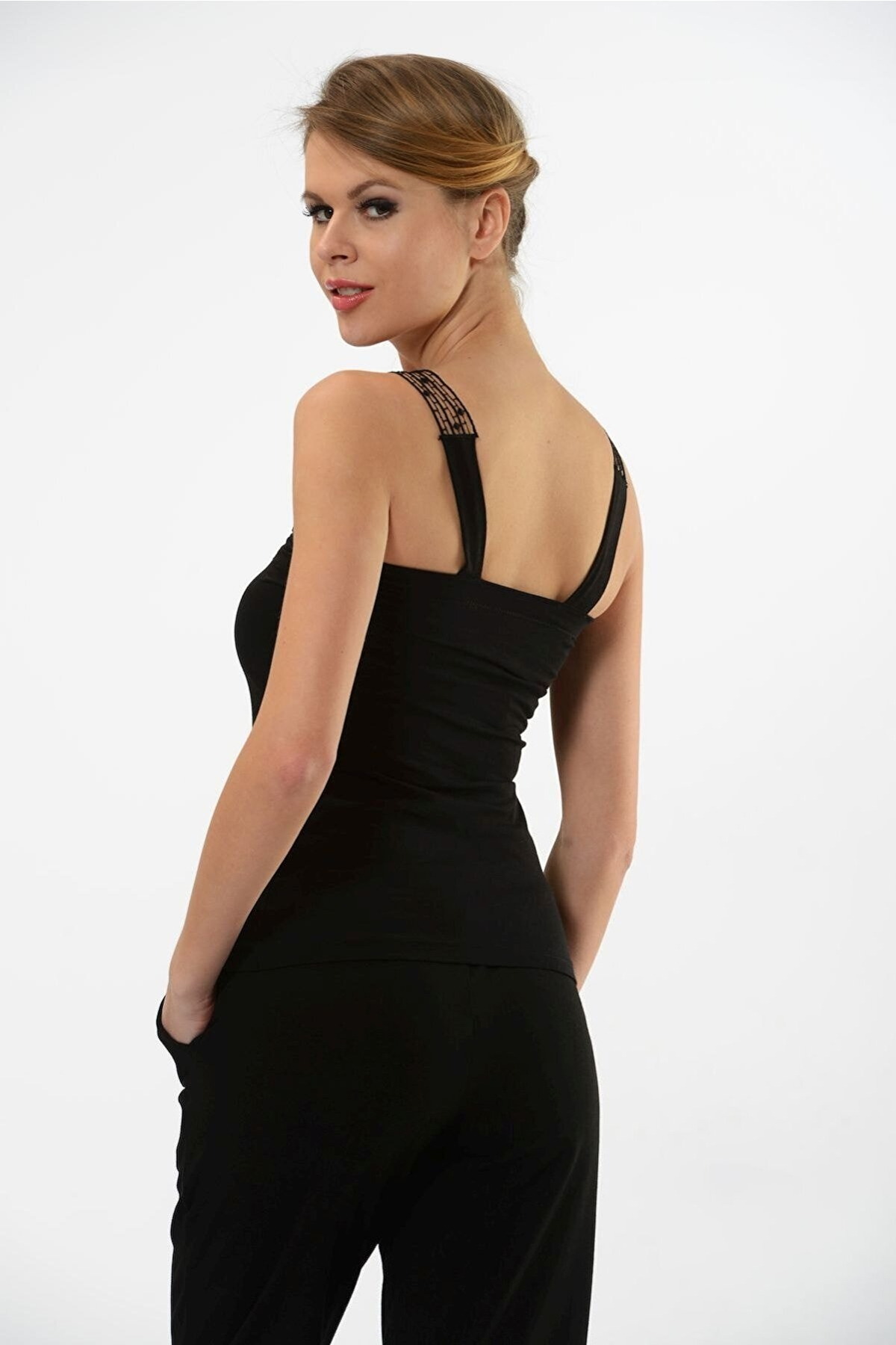 Pamuklu Nefes Alan Esnek Atlet HMD 2445 - Siyah