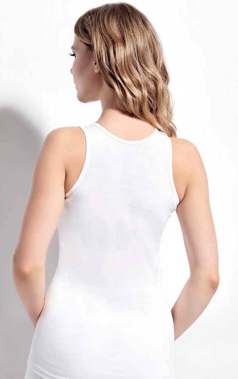 Kalın Askılı Pamuklu Kadın Atlet Kolcu 2410 - Beyaz