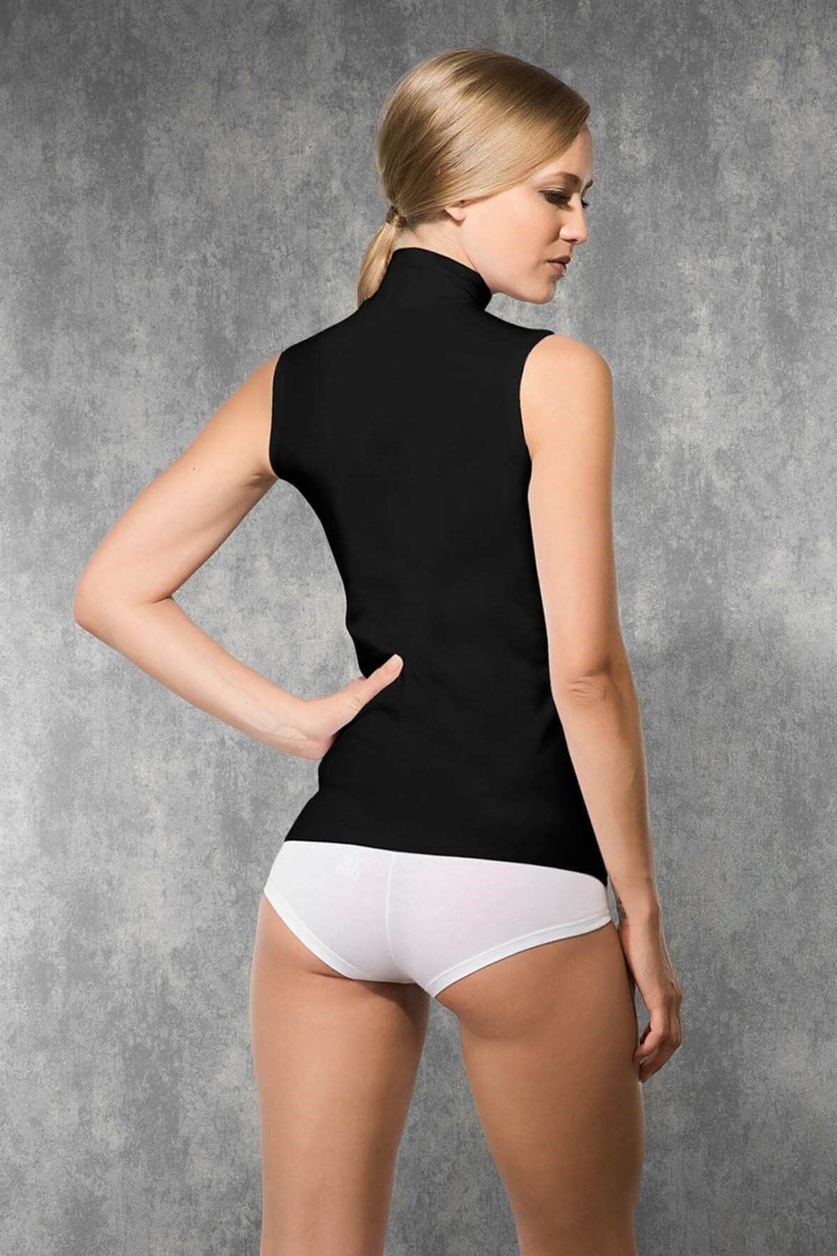 Boğazlı Dikişsiz Atlet Kadın Body Elite Life 840 - Siyah
