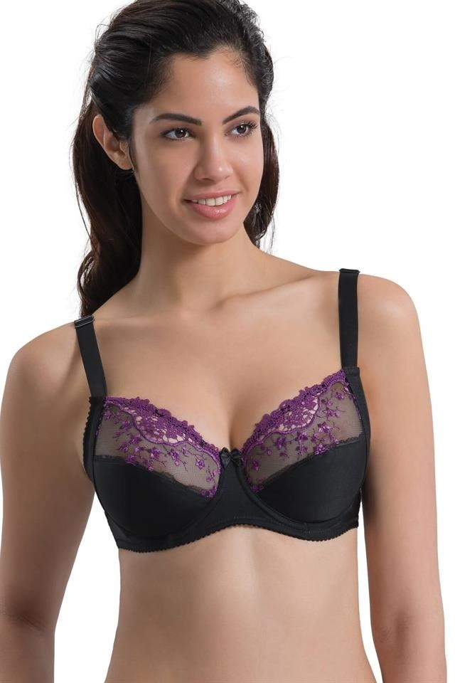 Tam Kap Dantelli Toparlayıcı Sütyen Emay 136 - Mor Siyah