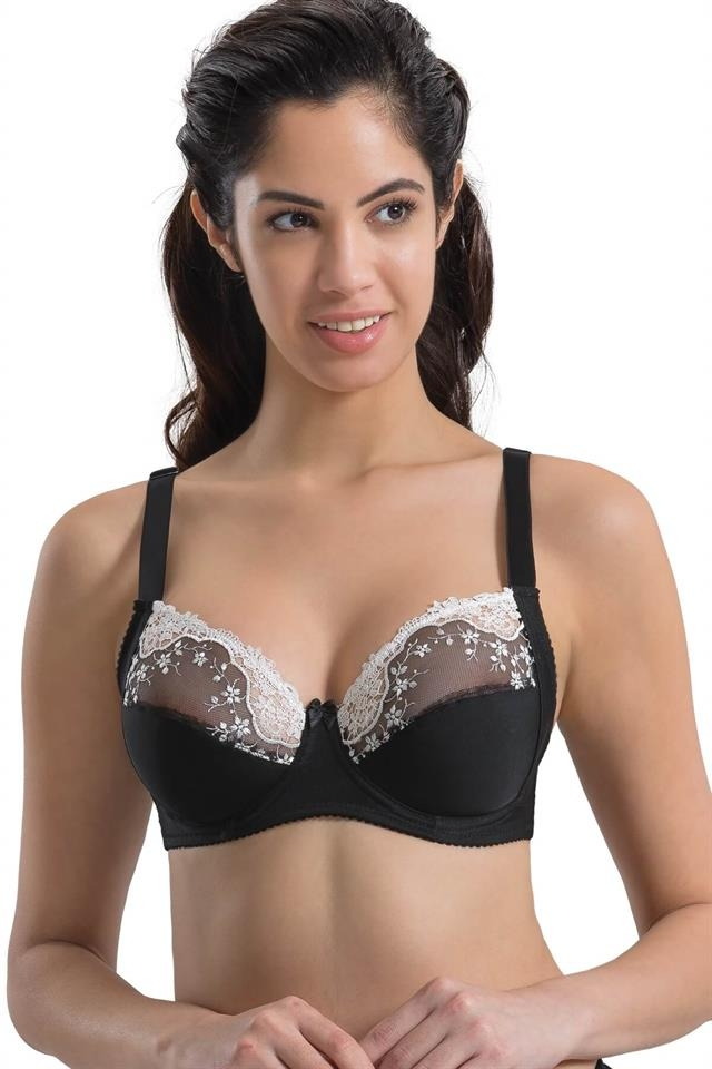 Tam Kap Dantelli Toparlayıcı Sütyen Emay 136 - Siyah Beyaz