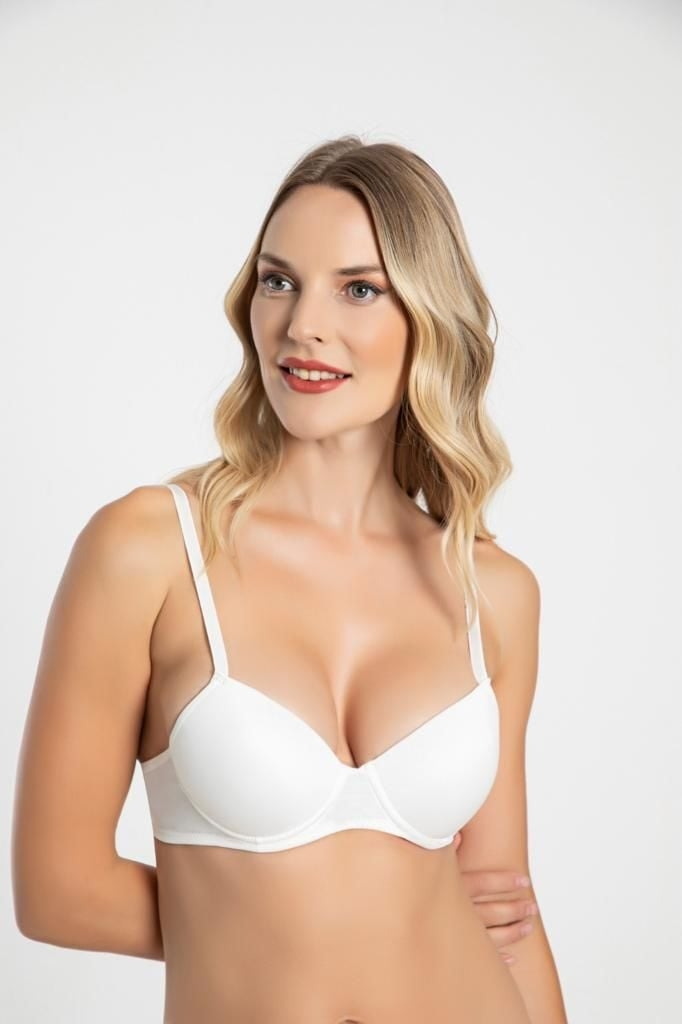 Balenli Destekli Sütyen Siyah Büşra 7002 - Ekru