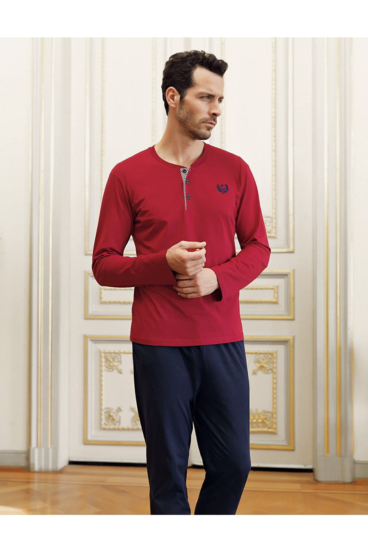 Ekru Pembe Renkli 5Li Pijama Robdöşambır Seti Perin 1090 - Bordo