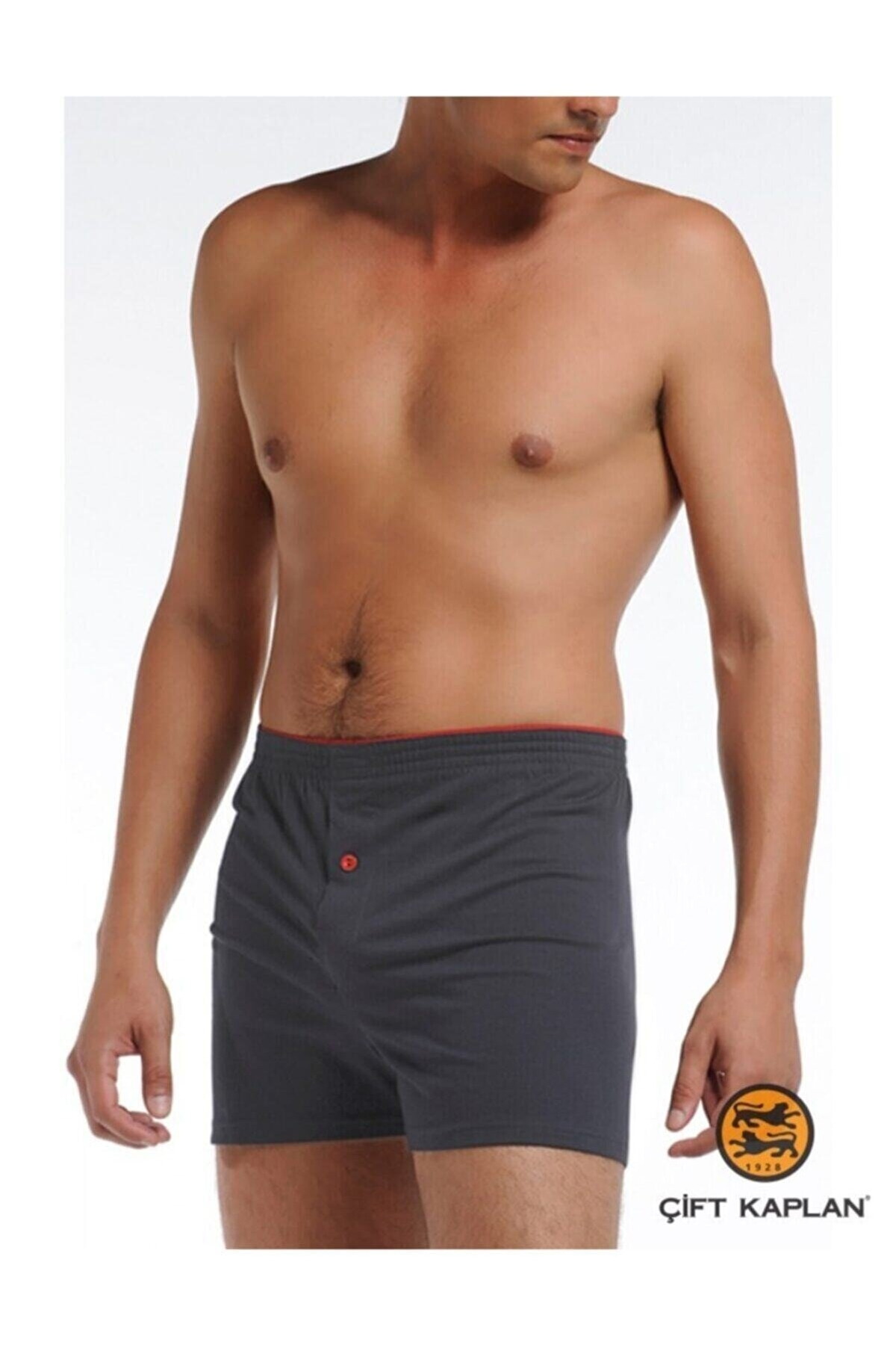 Pamuklu Esnek Bel Lastiği Boxer Çift Kaplan 805 - Füme