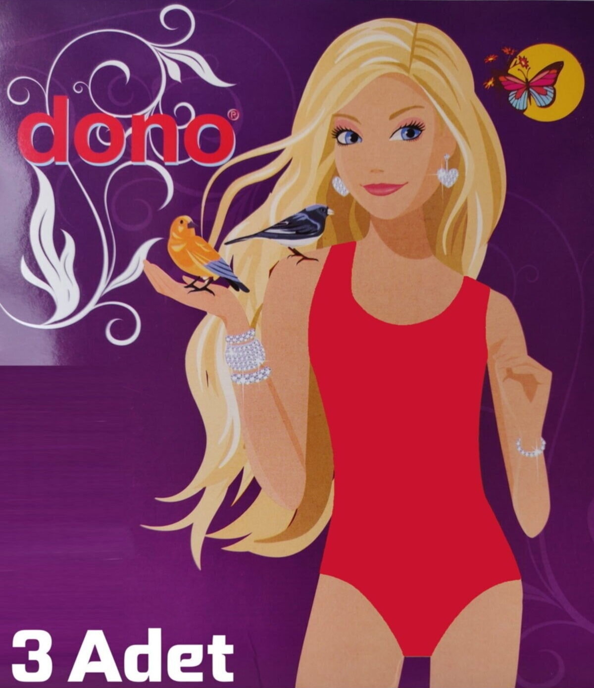 Kalın Askılı Pamuklu Body 3 Adet Dono 3320 - Kırmızı