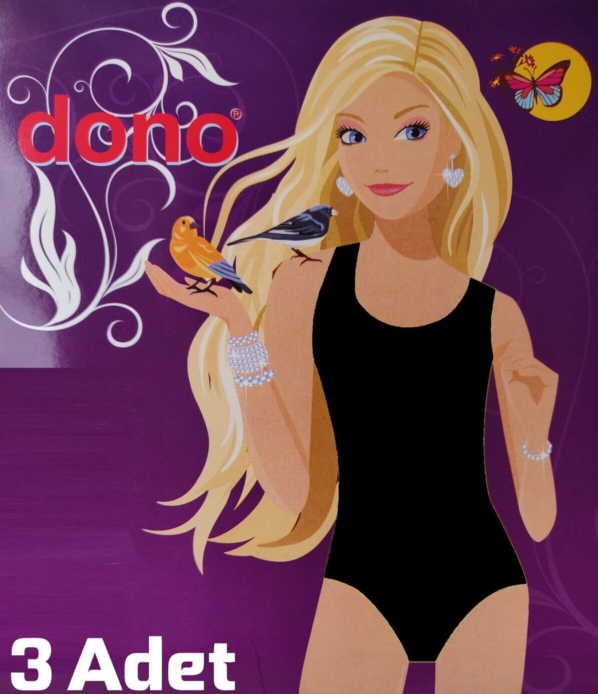 Kalın Askılı Pamuklu Body 3 Adet Dono 3320 - Siyah