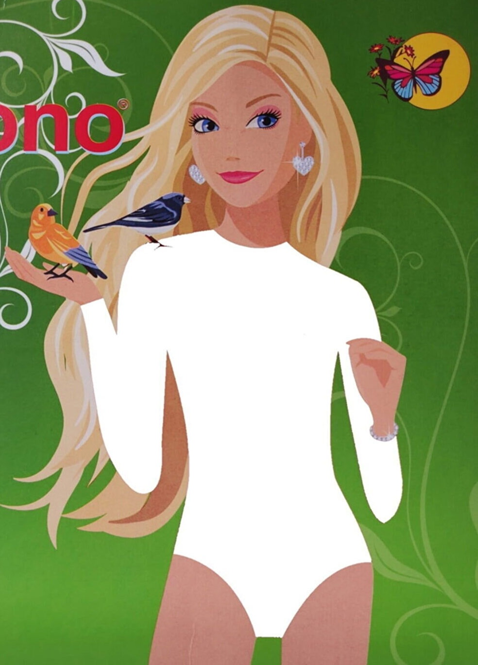 Pamuklu Geniş Askılı Uzun Kollu Body Dono 3340 - Beyaz