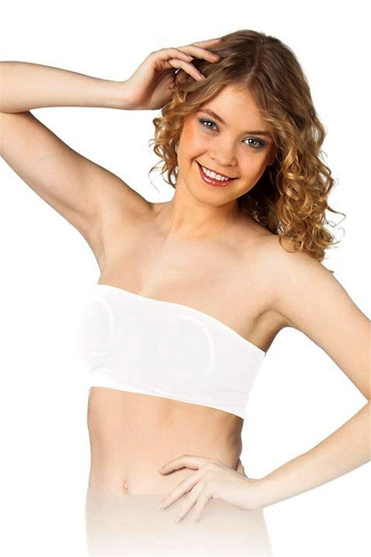 Dikişsiz Straplez Büstiyer Geniş Silikon Bant Elite Life 776 - Beyaz