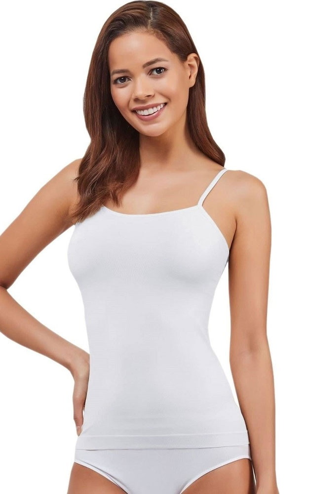 Dikişsiz İnce Askılı Kadın Atlet Pamuklu Elite Life 841 - Beyaz