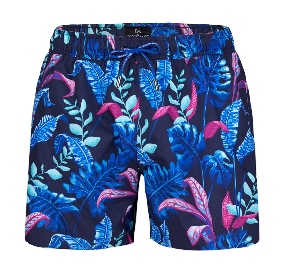 Polyester Mavi Desenli Erkek Cepli Şort Mayo Doreanse 3819 - Tropikal