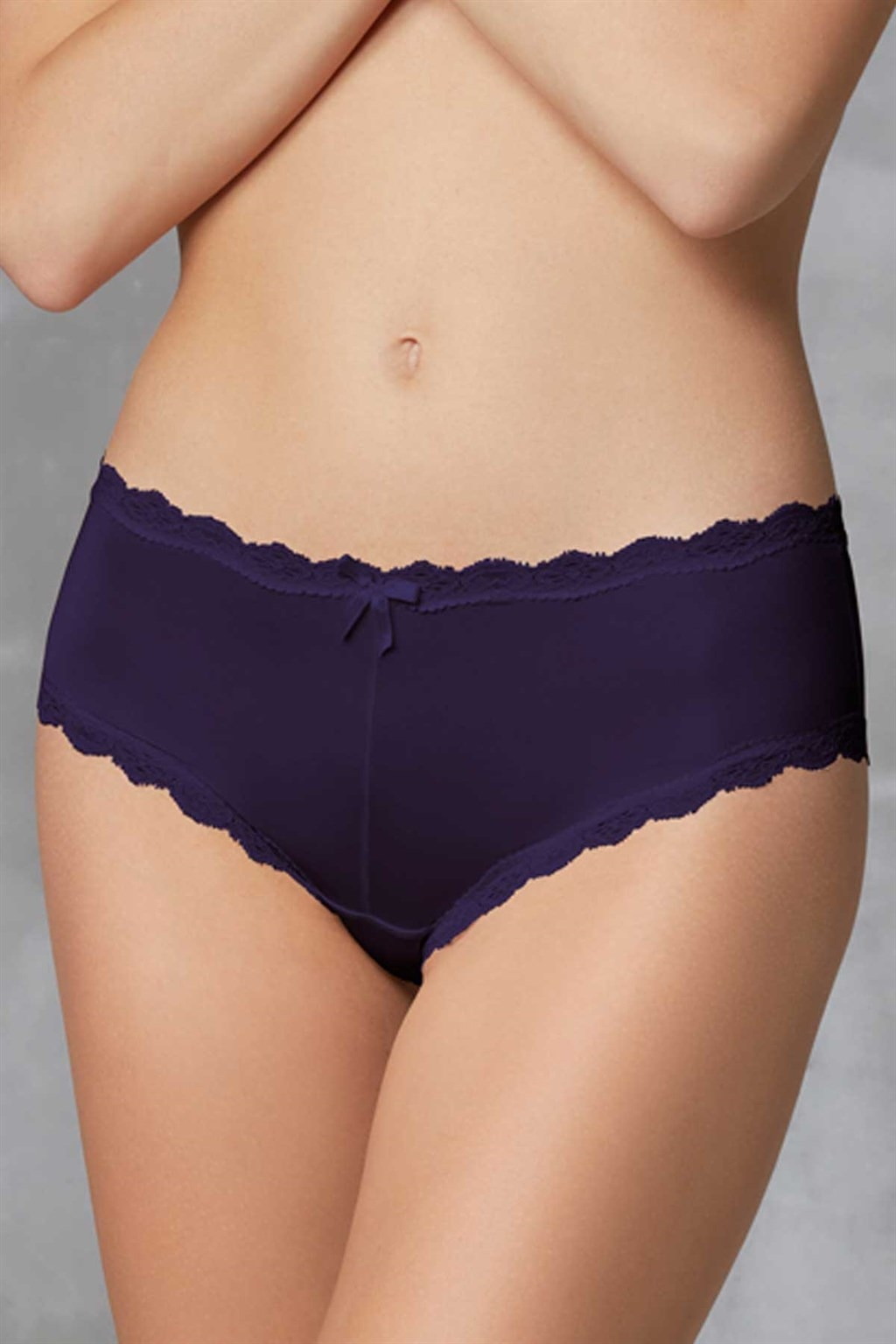 Dantelli Çiçek Desenli Slip Külot Doreanse 7157 - PETROL-PUDRA-GÜL