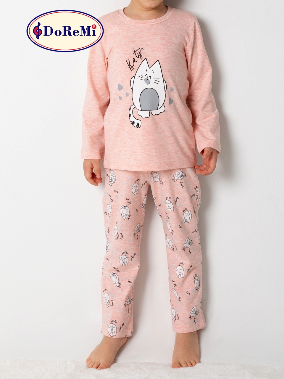 Doremi Kız Çocuk Pijama Takım 002-000823 - Pembe Melanj