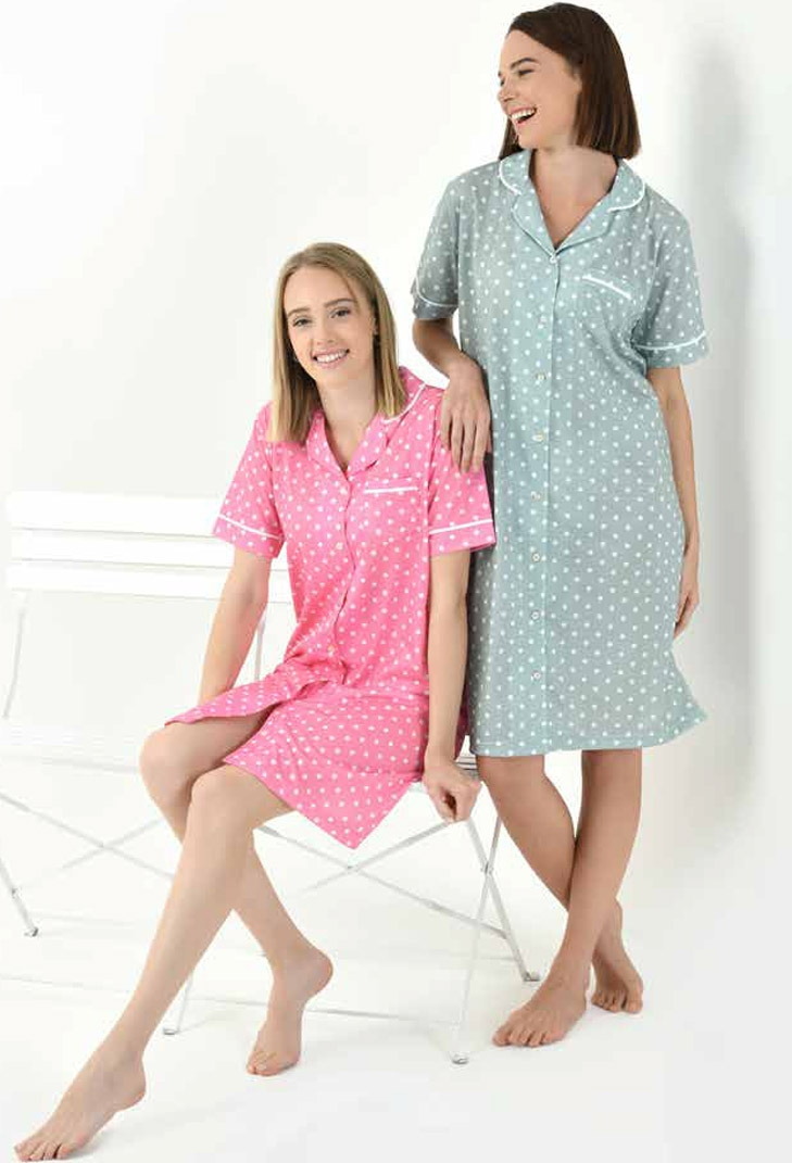 Yeni İnci Düğmeli Yazlık Viskon Gecelik Yeni İnci 1841