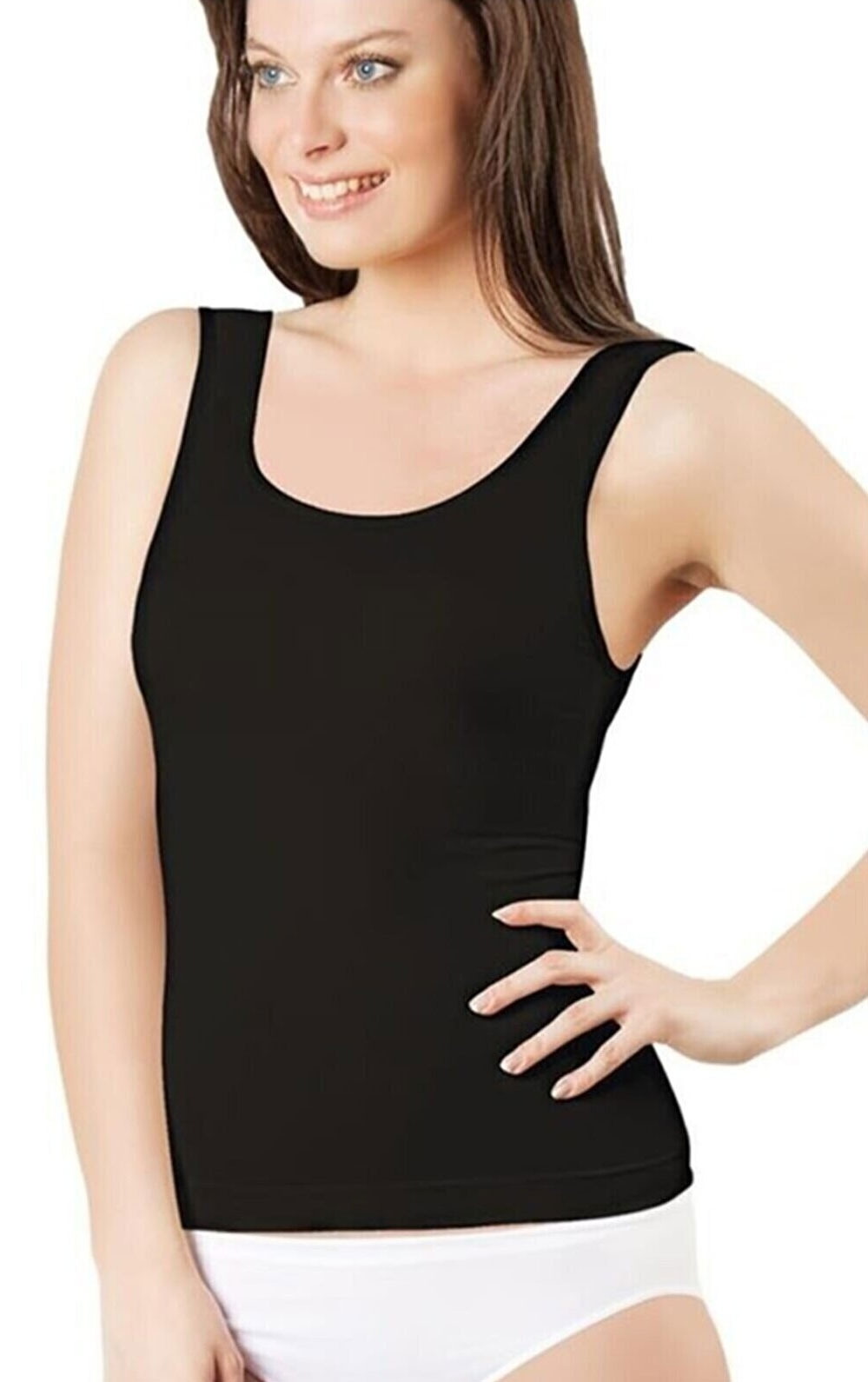 Kalın Askılı Pamuklu Kadın Atlet Elite Life 838 - Siyah