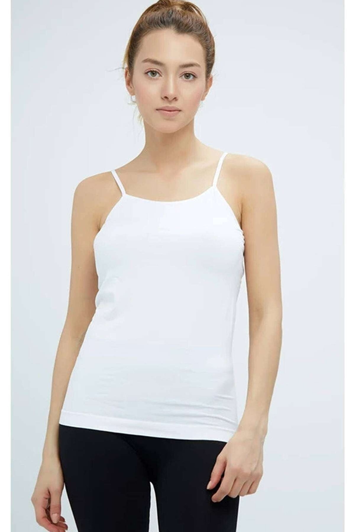 İnce Askılı Uzun Atlet Pamuklu Elite Life 846 - Beyaz