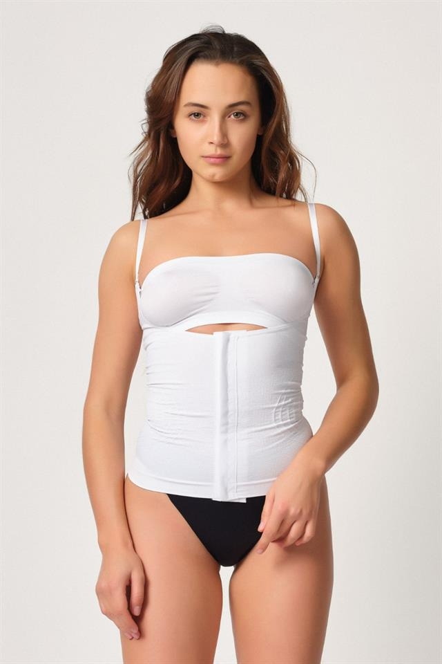 Kademeli Kompresyonlu Agraflı Korse Emay 2030 - Beyaz