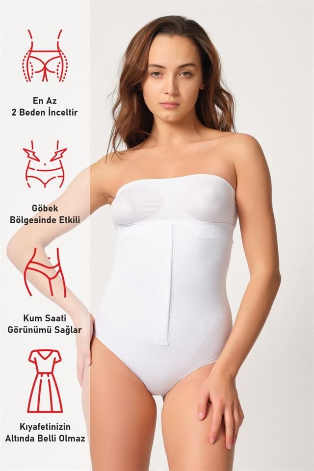 Bel Destekli Kompresyonlu Korse Emay 2088 - Beyaz