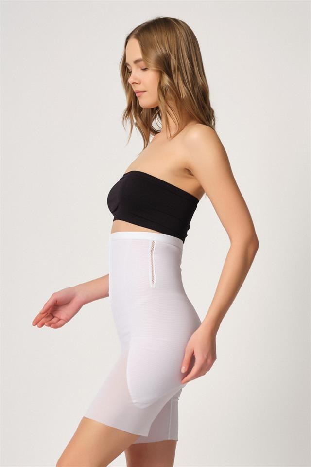 Toparlayıcı Tül Ön Agraflı Korse Emay 2928 - Beyaz