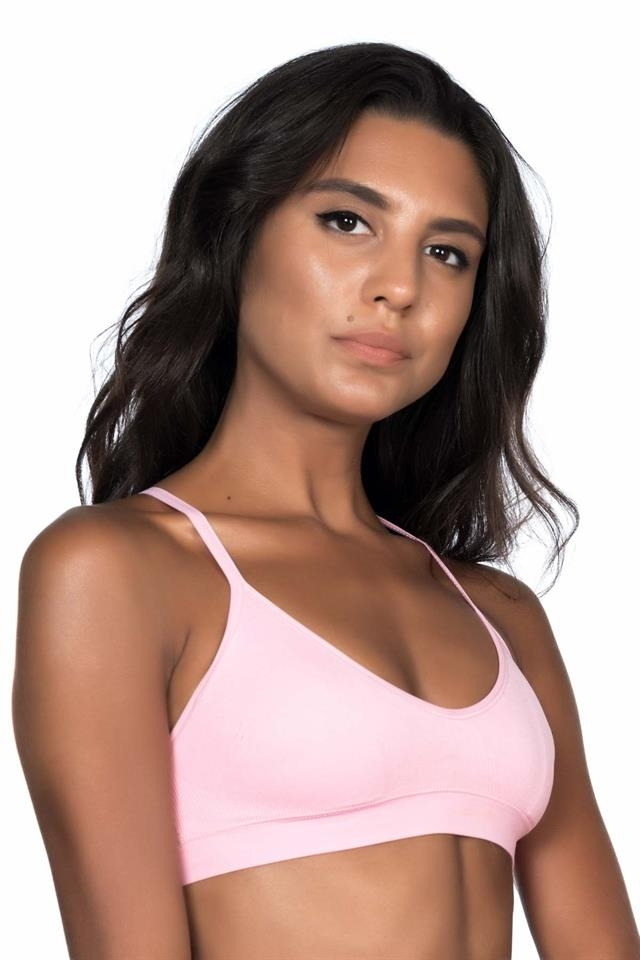 Dantel Detaylı Pedli Büstiyer Sütyen Emay 4020 - Pembe