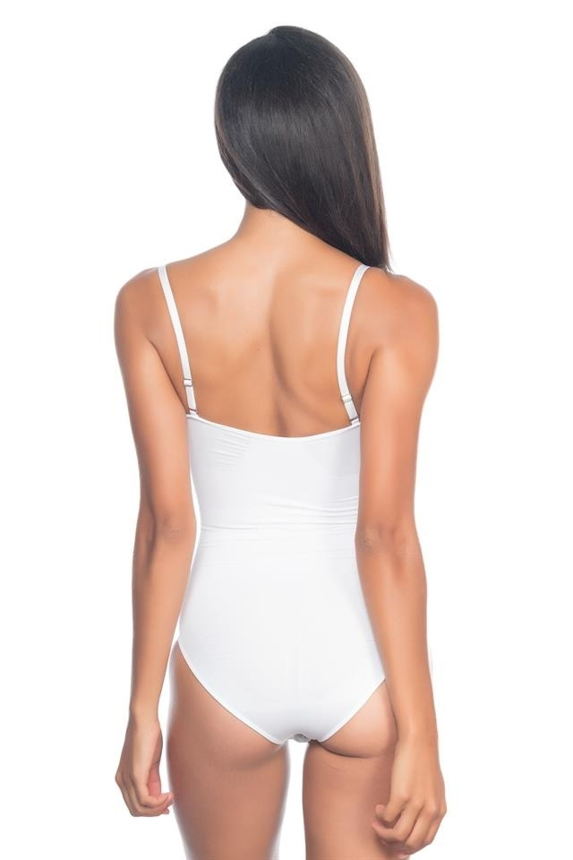 Desenli Yüksek Bel Slip Body Korse Emay 2072 - Beyaz