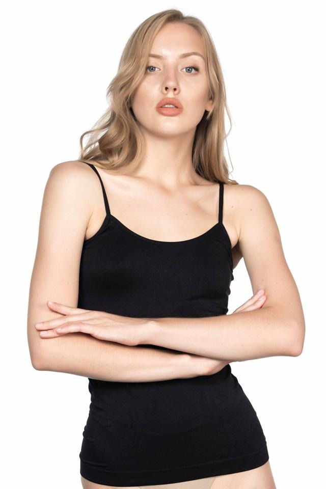 Yüksek Pamuklu Dikişsiz Kadın Atlet Emay 5001 - Siyah