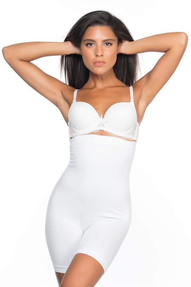 Dikişsiz Yüksek Bel Boxer Korse Emay 2007 - Beyaz