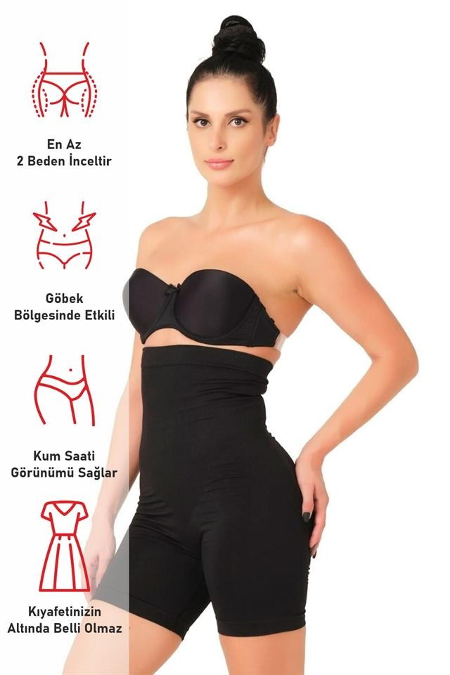 Dikişsiz Yüksek Bel Boxer Korse Emay 2007 - Siyah