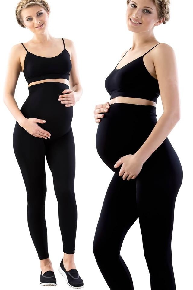 Geniş Karın Paneli Dikişsiz Hamile Tayt Emay 5400 - Siyah