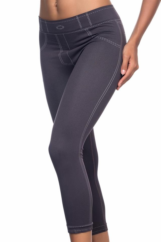 Esnek Yüksek Bel Dikişsiz Tayt Emay 3801 - Antrasit