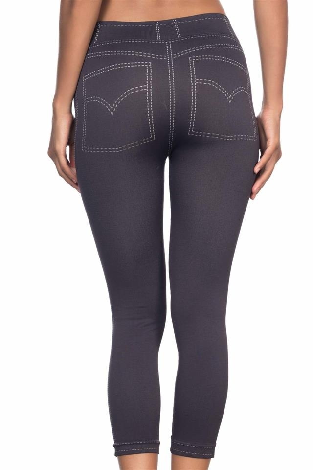 Esnek Yüksek Bel Dikişsiz Tayt Emay 3801 - Antrasit