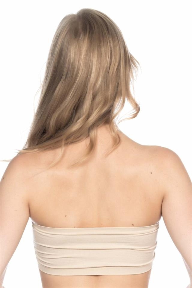 Dikişsiz Straplez Büstiyer Geniş Silikon Bantlı Emay 4002 - Ten