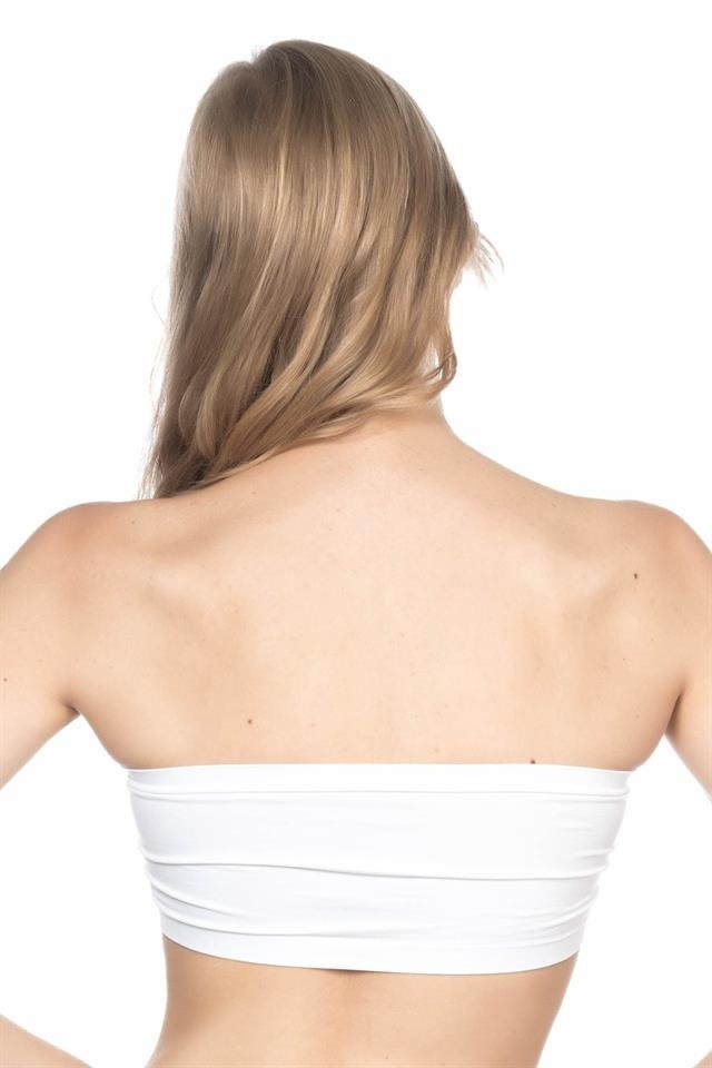 Dikişsiz Straplez Büstiyer Geniş Silikon Bantlı Emay 4002 - Beyaz