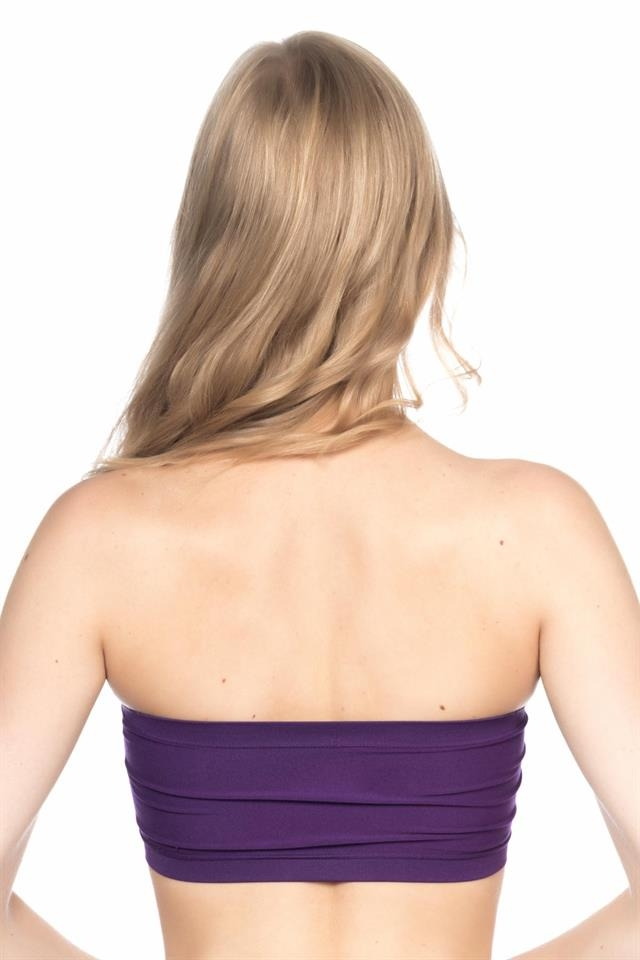 Dikişsiz Straplez Büstiyer Geniş Silikon Bantlı Emay 4002 - Mor