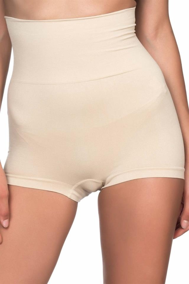 Dikişsiz Yüksek Bel Toparlayıcı Boxer Korse Emay 2022 - Ten