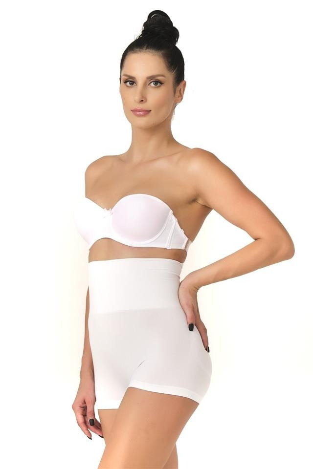 Dikişsiz Yüksek Bel Toparlayıcı Boxer Korse Emay 2022 - Beyaz