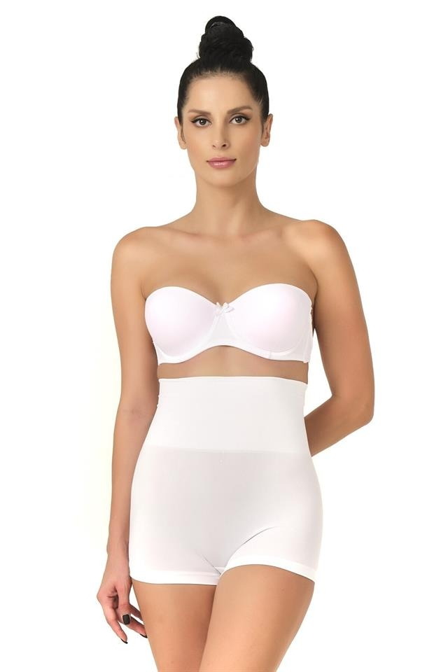 Dikişsiz Yüksek Bel Toparlayıcı Boxer Korse Emay 2022 - Beyaz