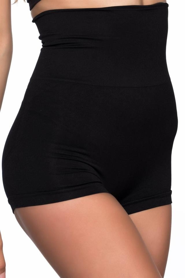 Dikişsiz Yüksek Bel Toparlayıcı Boxer Korse Emay 2022 - Siyah