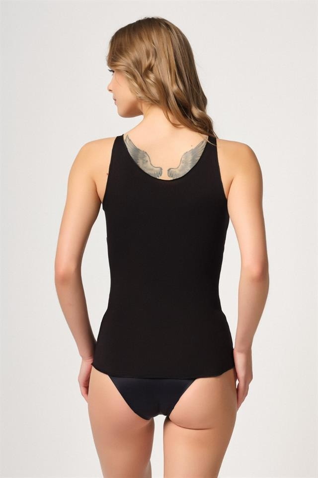 Yüksek Pamuklu Nefes Alan Kadın Atlet Emay 2815 - Siyah