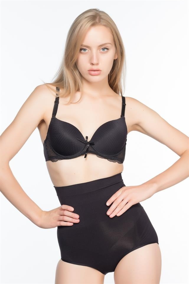 Yüksek Bel Dikişsiz Korse Emay 7024 - Siyah