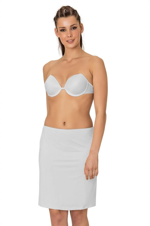 Kaygan Viskon Midi Jupon Emay 506 - Beyaz