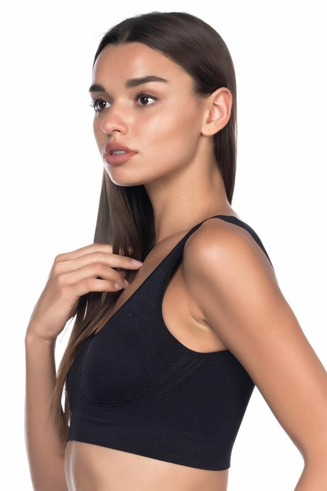 Pedli Toparlayıcı Dikişsiz Sütyen Emay 4021 - Siyah