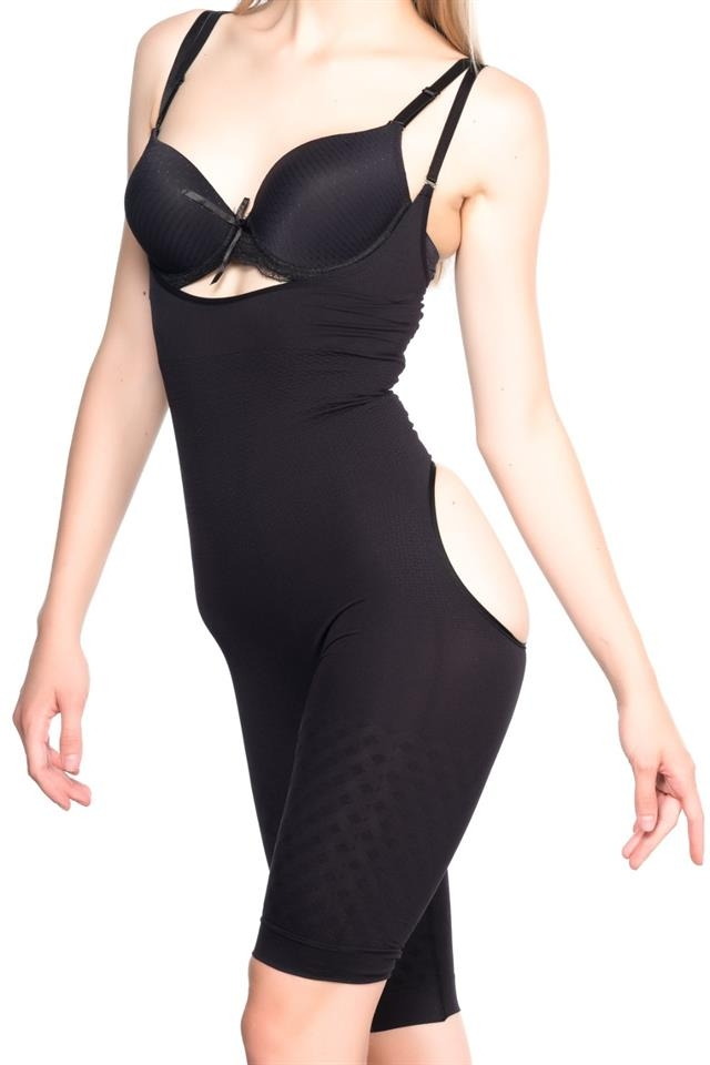 Kademeli Kompresyonlu Uzun Paçalı Korse Emay 2038 - Siyah